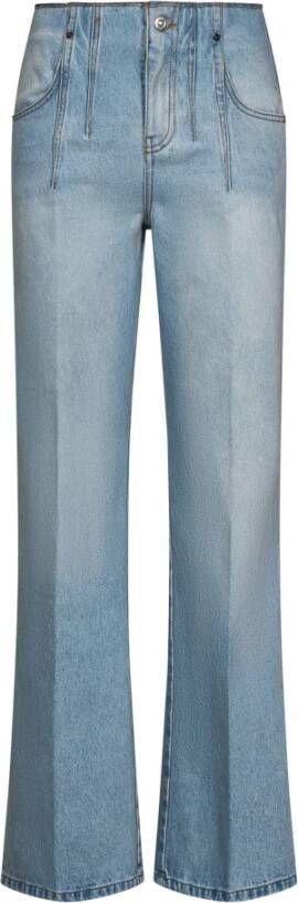 Victoria Beckham Blauwe Flared Jeans met Hoge Taille en Vintage Wassing Blue Dames