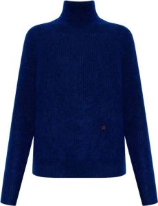 Victoria Beckham Logo-embroidered turtleneck sweater Blauw Dames