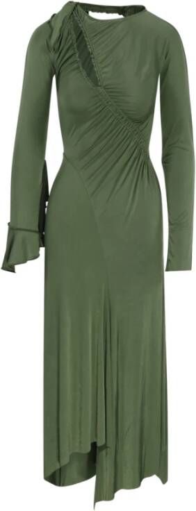 Victoria Beckham Fern Asymmetrische Slash Jersey Jurk Green Dames
