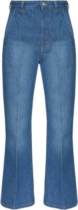 Victoria Beckham 70`s Wash Stevie High-Waisted Flared Jeans Blue Dames