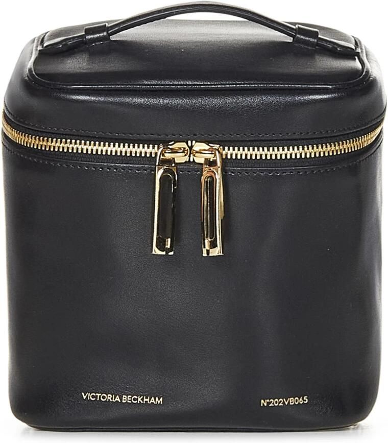 Victoria Beckham Zwarte leren schoudertas met gouden details Black Dames