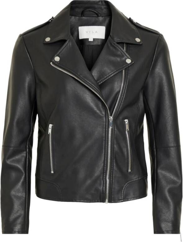 Vila Biker Look Jacket Zwart Dames