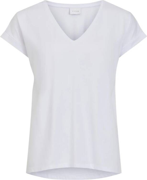 Vila Witte V-hals T-shirt voor vrouwen White Dames