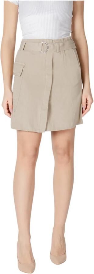 Vila Beige Katoenen Rok met Zakken Beige Dames - Foto 3