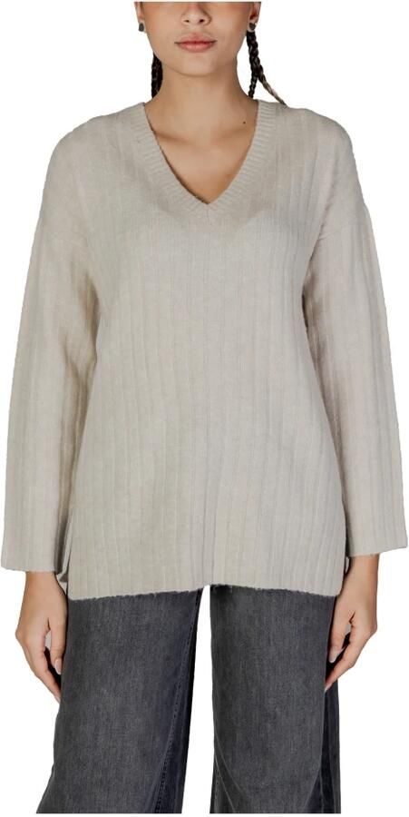 Vila Beige Acryl Blend Sweater Dames Herfst Winter Gray Dames - Foto 4