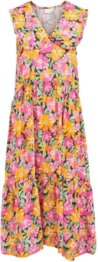 Vila Elegante Lange Polyester Jurk voor Vrouwen Multicolor Dames - Foto 3