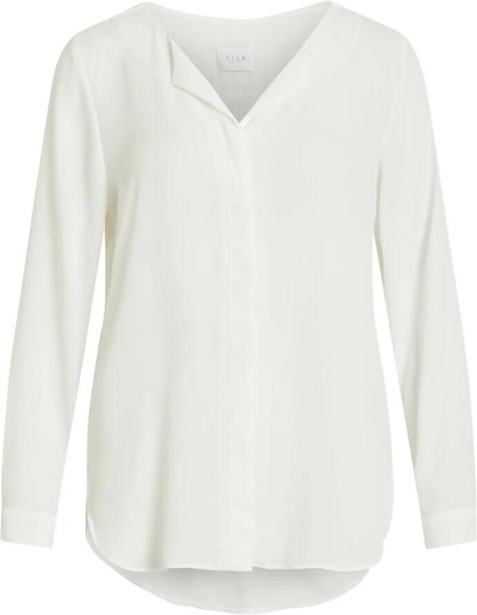 Vila Witte Shirt Chinese Kraag Lange Mouw White Dames - Foto 4
