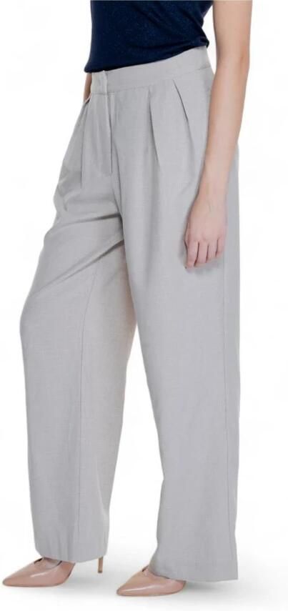 Vila Geplooide Palazzo Broek Herfst Winter Collectie Beige Dames