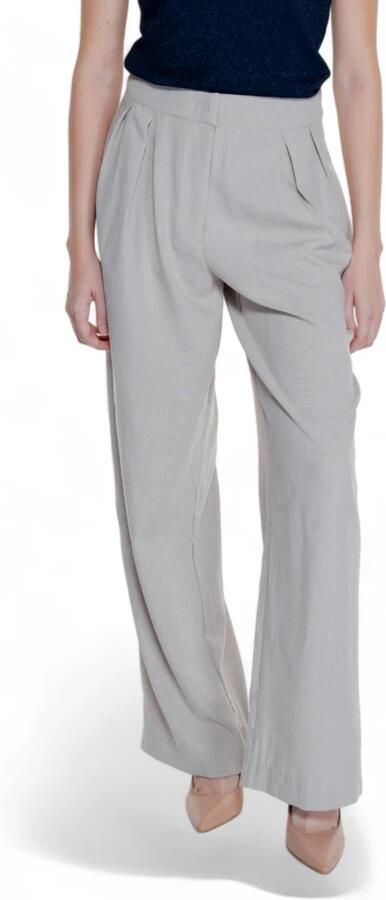 Vila Geplooide Palazzo Broek Herfst Winter Collectie Beige Dames - Foto 3