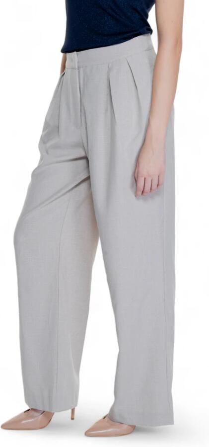 Vila Geplooide Palazzo Broek Herfst Winter Collectie Beige Dames