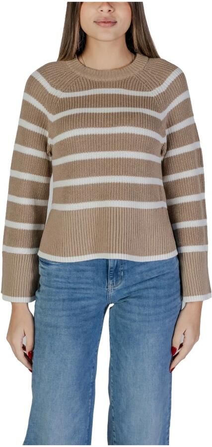 Vila Gestreept gebreide trui met lange mouwen Beige Dames - Foto 3