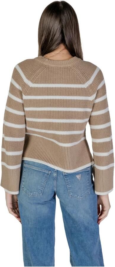 Vila Gestreept gebreide trui met lange mouwen Beige Dames