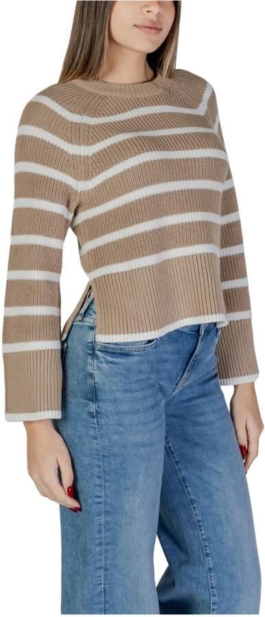 Vila Gestreept gebreide trui met lange mouwen Beige Dames - Foto 2
