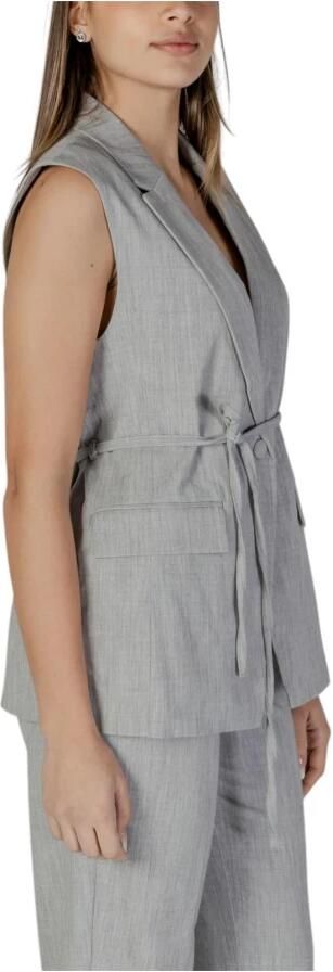 Vila Grijze V-Hals Mouwloze Gilet met Zakken Gray Dames
