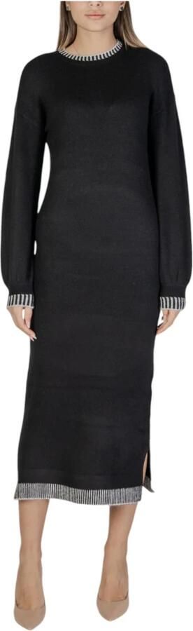 Vila Zwarte Polyester Blend Jurk Herfst Winter Collectie Black Dames - Foto 4