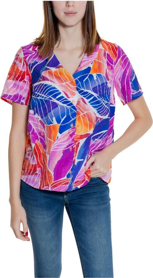 Vila Roze V-hals Bedrukte Blouse Multicolor Dames - Foto 3