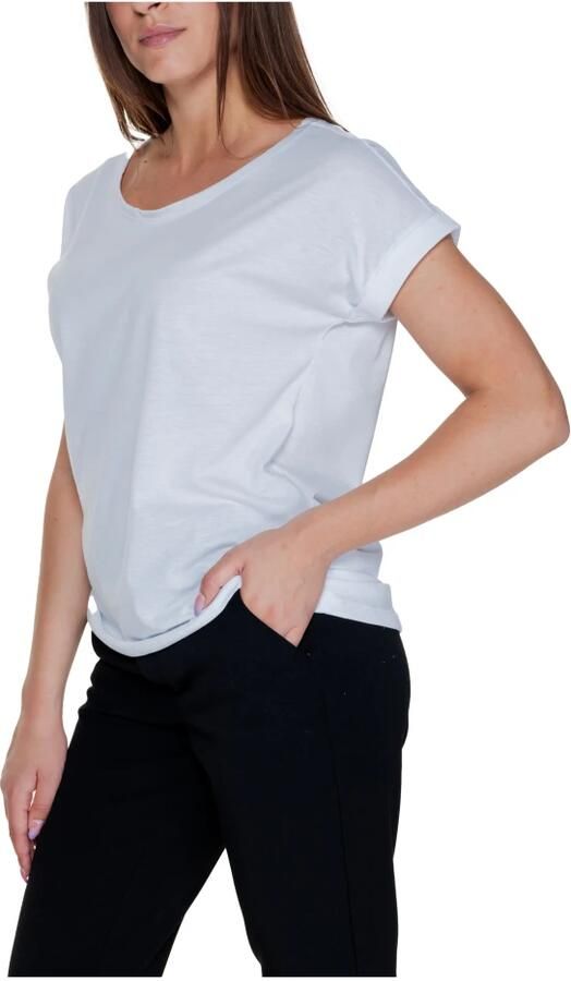 Vila Shirt met ronde hals VIDREAMERS NEW PURE T-SHIRT SU-NOOS Basic dames T-shirt met ronde hals en omgeslagen mouwen - Foto 4