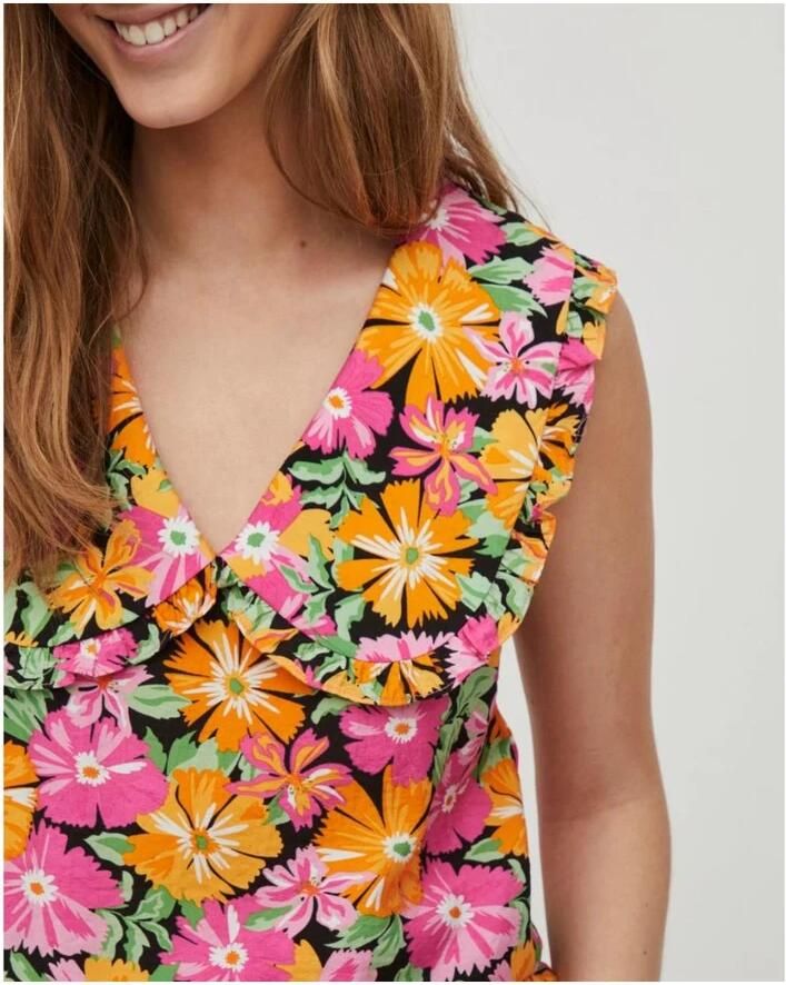 Vila Roze Polyester T-shirt met korte mouwen Multicolor Dames