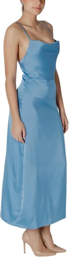 Vila Turquoise Zomerjurk met Vierkante Halslijn Blue Dames