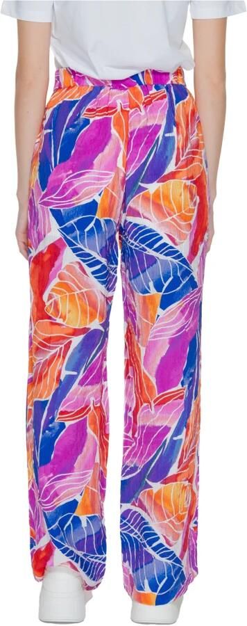 Vila Loose fit stoffen broek van viscosemix met all-over motief - Foto 4