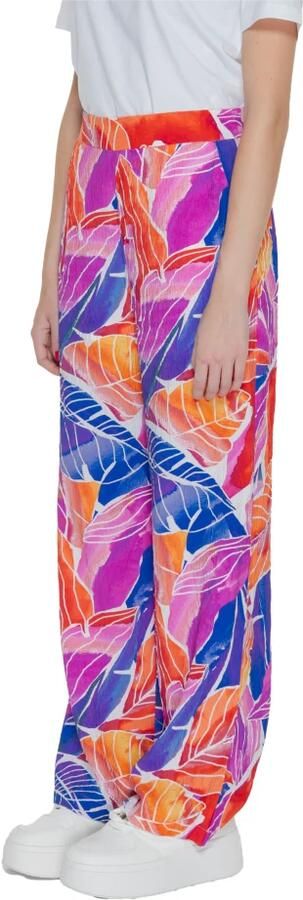 Vila Loose fit stoffen broek van viscosemix met all-over motief - Foto 2