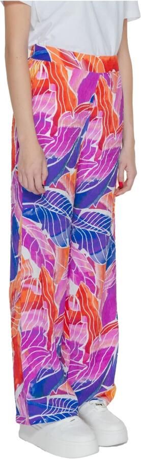 Vila Loose fit stoffen broek van viscosemix met all-over motief - Foto 3