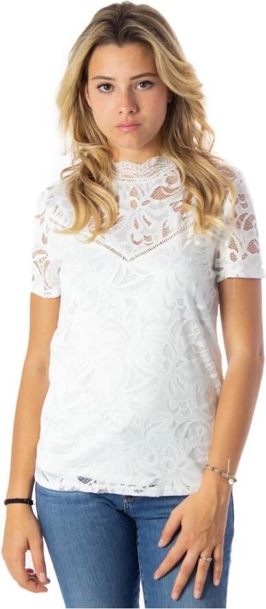 Vila Wit Bedrukt T-Shirt met Korte Mouwen White Dames - Foto 4