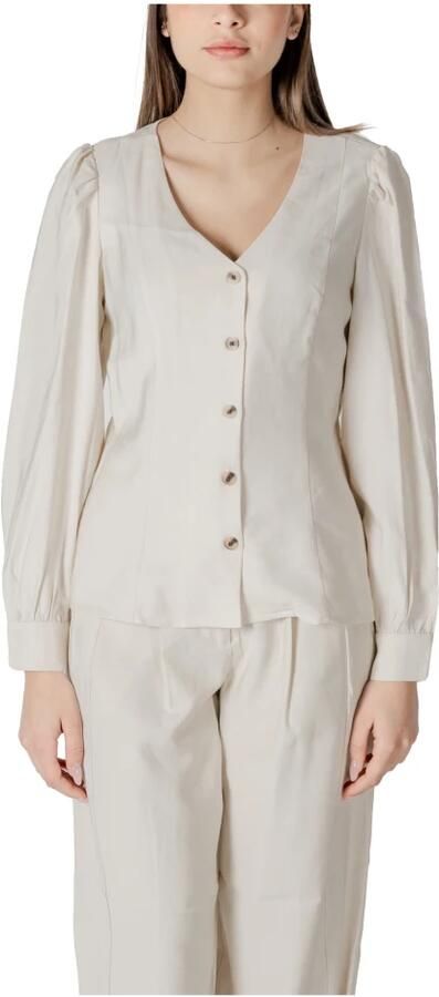 Vila Witte V-hals Knoopsluiting Blouse White Dames - Foto 3