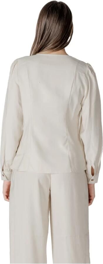 Vila Witte V-hals Knoopsluiting Blouse White Dames