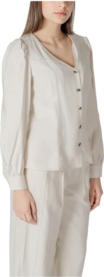 Vila Witte V-hals Knoopsluiting Blouse White Dames - Foto 2