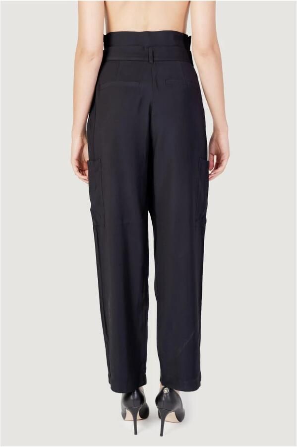 Vila Zwarte Viscose Blend Regular Broek Black Dames