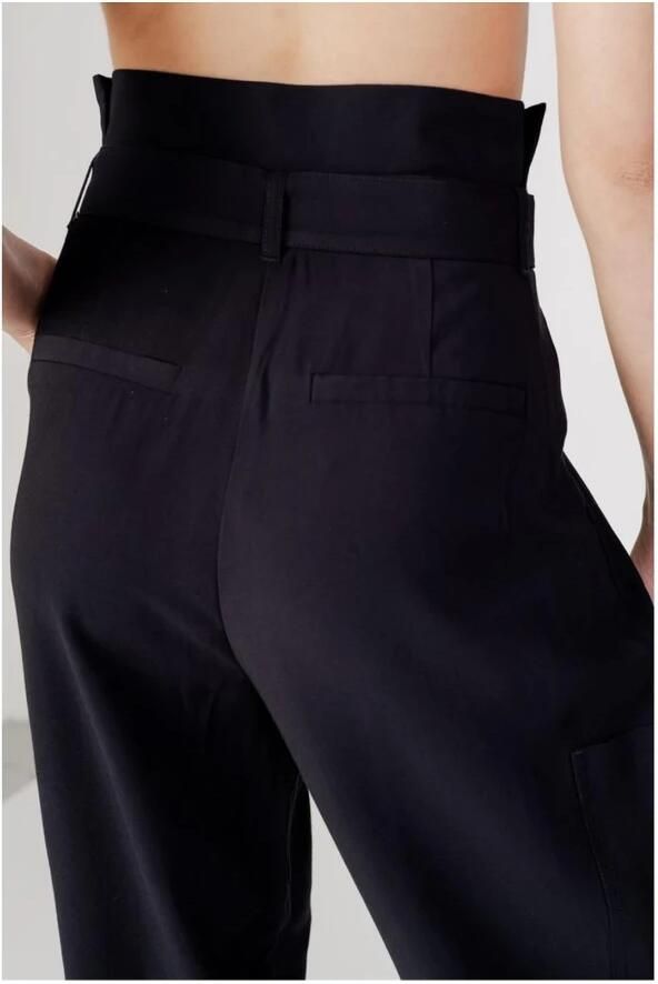 Vila Zwarte Viscose Blend Regular Broek Black Dames