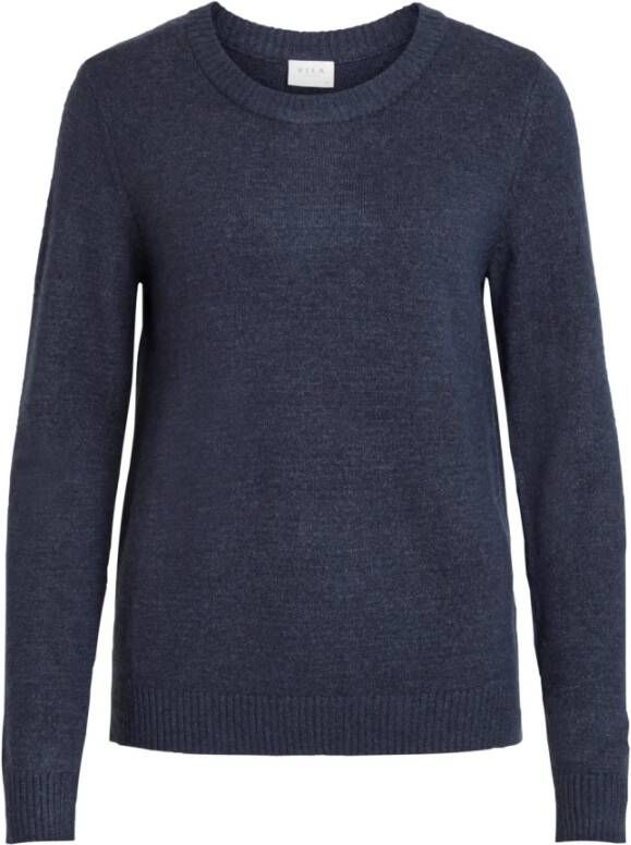 Vila Viril l s o-hals gebreide topnoos Blauw Dames