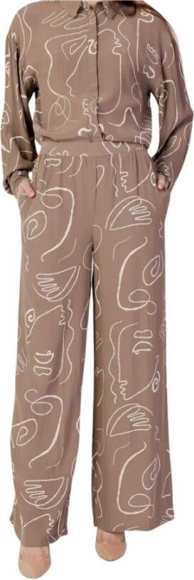 Vila Wide Trousers Beige Dames