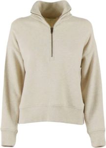 Vince French Terry Half Zip Pullover Beige Dames