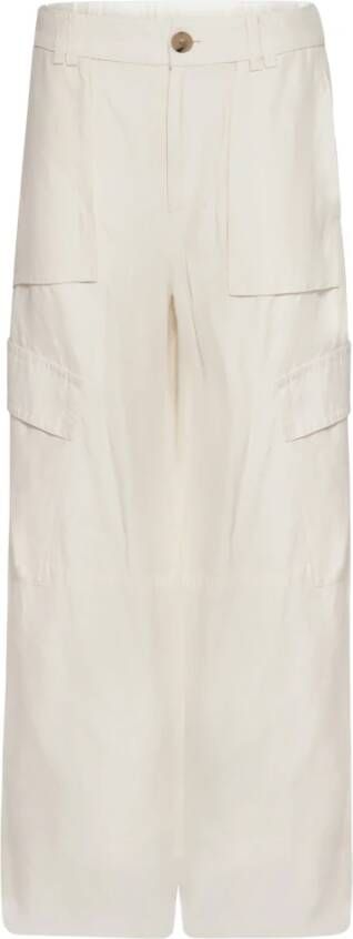 Vince Cargo Pocket Wide Trousers White Dames