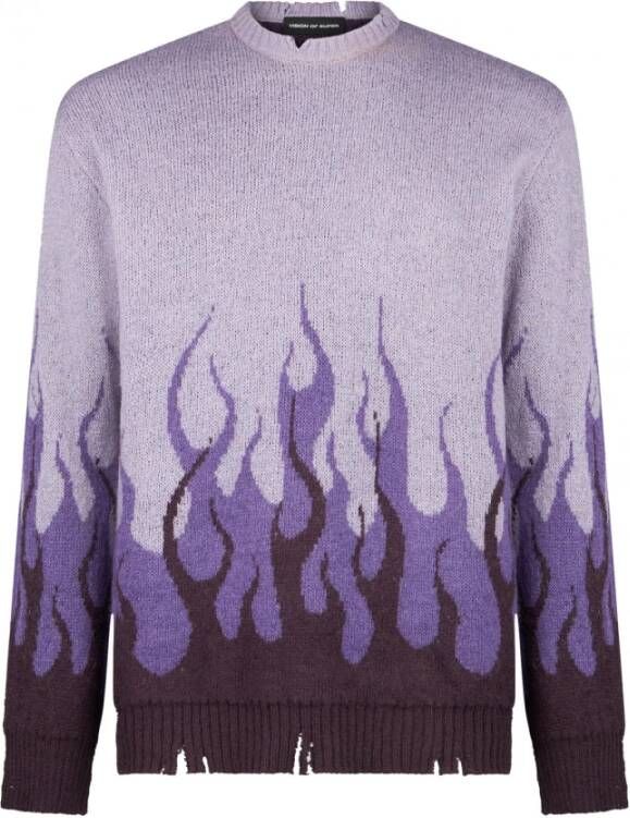 Vision OF Super Flames Jacquard Sweater voor mannen Paars Heren