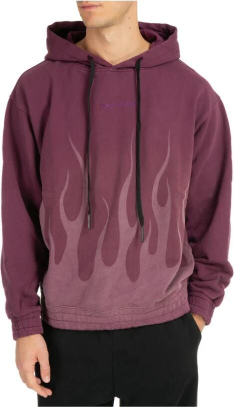 Vision OF Super Flames Hoodie Grape Wine Mannen Brown Heren