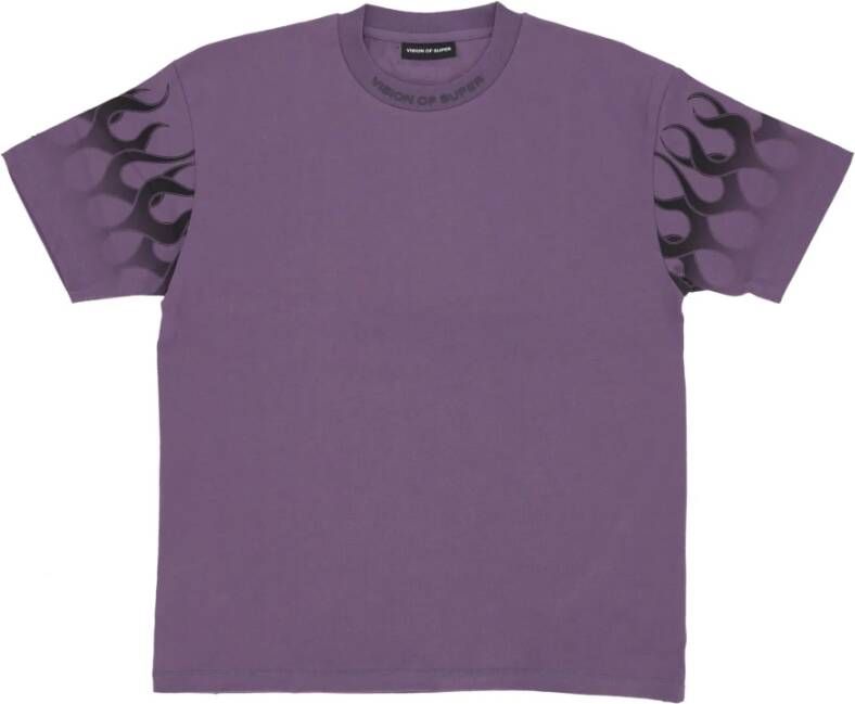 Vision OF Super Flames Tee Purple Black Streetwear Collectie Purple Heren