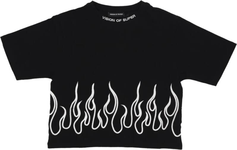 Vision OF Super Geborduurd T-shirt Zwart Wit Streetwear Black Dames