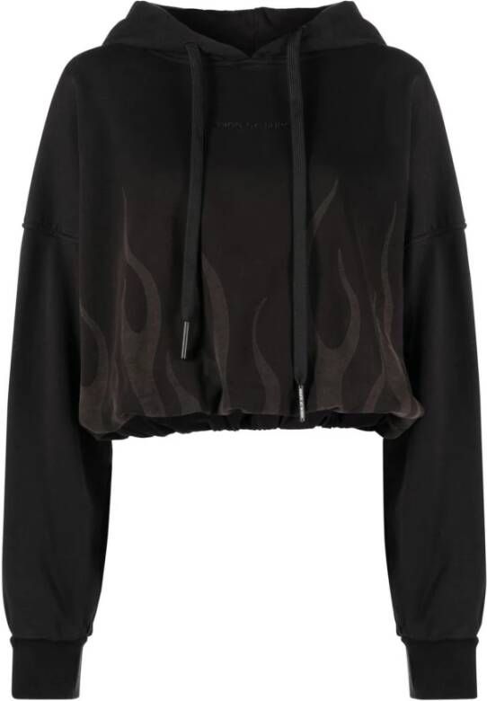 Vision OF Super Flames Cropped Hoodie Zwart Black Dames