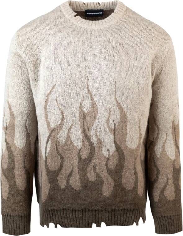Vision OF Super Flames Jacquard Trui in Beige Heren