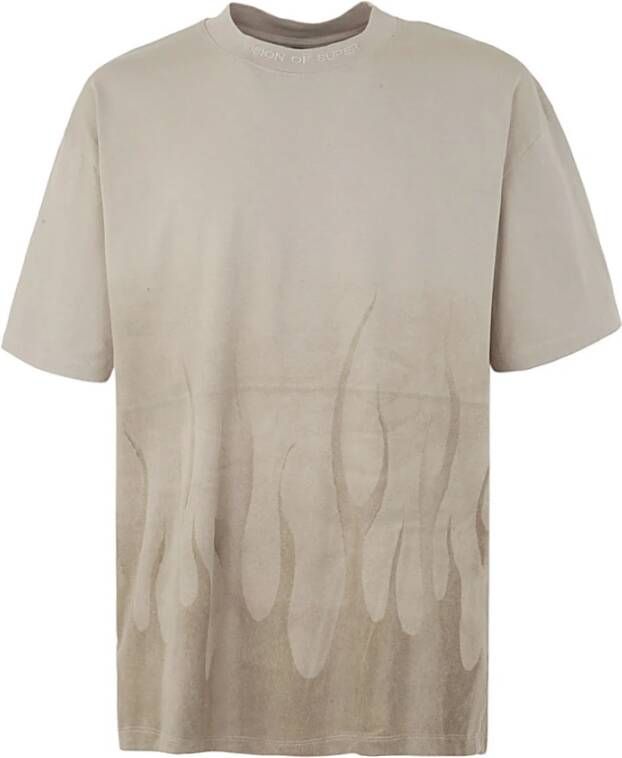 Vision OF Super London FOG T-Shirt With Corrosive Flames Beige Heren