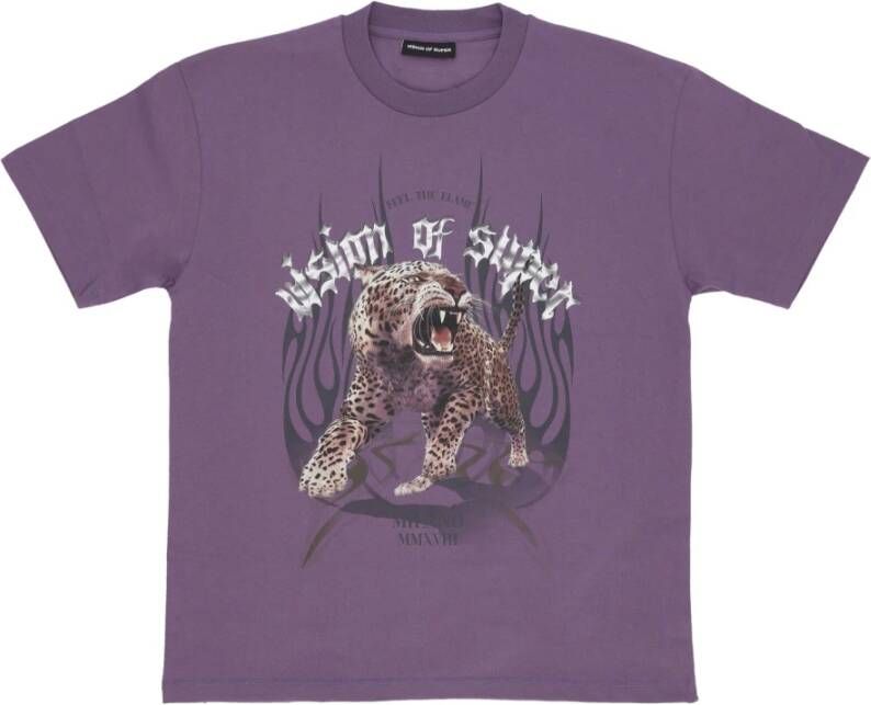 Vision OF Super Rock Tiger Print Tee Paars Purple Heren
