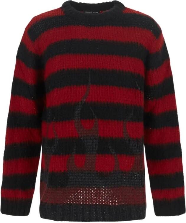 Vision OF Super Zwarte Vlammen Oversize Crew Neck Sweater Red Heren