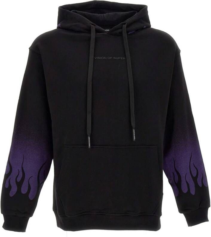 Vision OF Super Flames Hoodie Zwart Paars Lange Mouw Black Heren