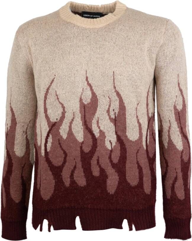 Vision OF Super Vlammen Geborduurde Crew Neck Sweater Multicolor Heren