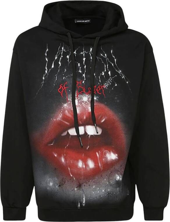Vision OF Super Zwarte Rock Mond Print Hoodie Black Heren