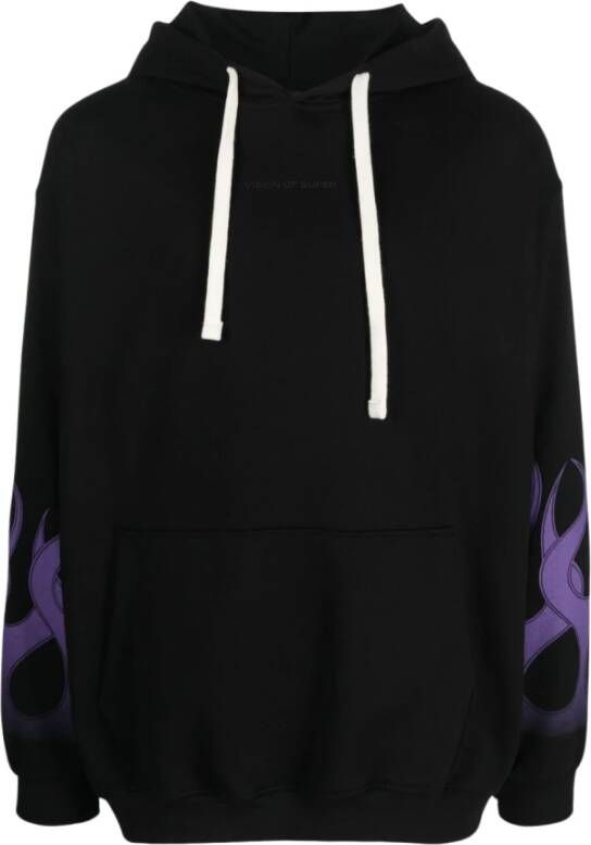 Vision OF Super Zwarte hoodie met paarse vlammen Black Heren