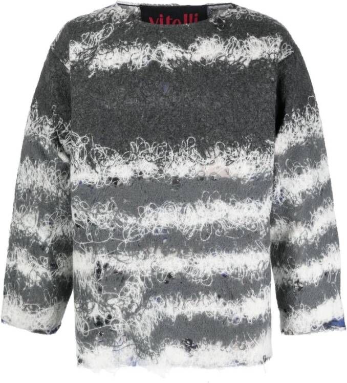 Vitelli Round-neck Knitwear Grijs Heren